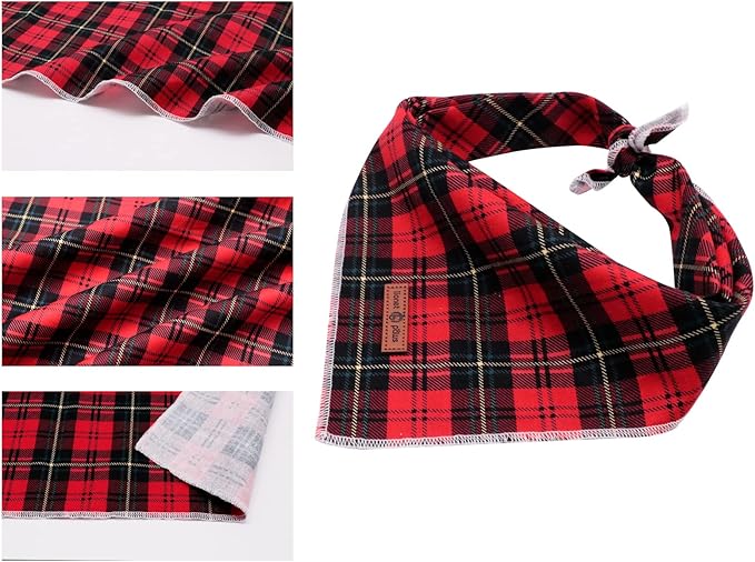 Lionet Paws Christmas Dog Bandana Washable Cotton Handkerchief Scarf Triangle Bandana for Small Medium Large Dogs Girl Boy