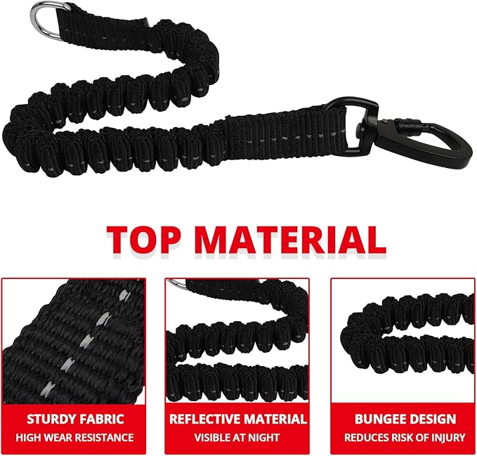 Long Dog Leash 15 FT: Heavy Duty Rope Leashes for Dogs Training with Swivel Lockable Hook Reflective Threads Bungee and Padded Handle - Dog Lead for Large Small Medium Dogs Outside Walking Hiking Red