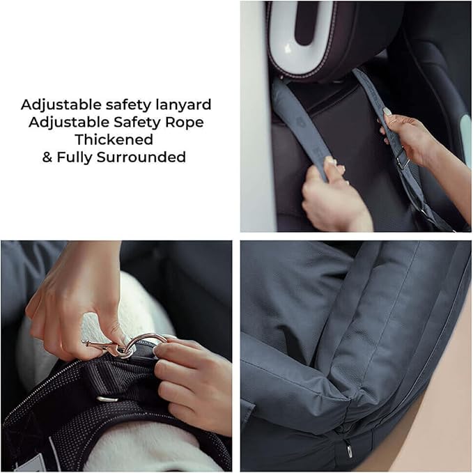 FUNNYFUZZY Dog Car Seat for Medium Sized Dogs, Waterproof 3 in 1 Soft Leather Dog Car Bed for Travel and Home,Portable and Safety,Fits Pets Up to 35 lbs(Blue)