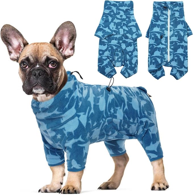 ROZKITCH Pajamas for Dogs Large, Pet Windproof Warm Cold Weather Jacket Vest with Luminous Zipper, Jumpsuit Apparel Outfit Clothes for Small Medium Large Dog Shark 2XL