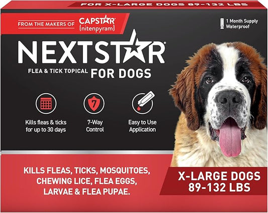 NEXTSTAR Flea and Tick Prevention for Dogs, Repellent & Control, Fast Acting Waterproof Topical Drops, Extra-Large Dog Flea & Tick Control, 1 Monthly Dose