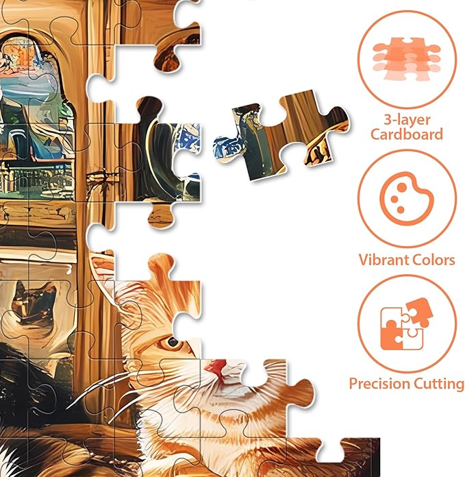 500 Pieces Puzzle for Adults,Cats Home Puzzle, Recycled Cardboard Animals Jigsaw Puzzles 500 Pieces,Challenging Puzzles Game Home Decor Birthday Party Gift Toy for Adults Kids Seniors 20.5 * 15 in
