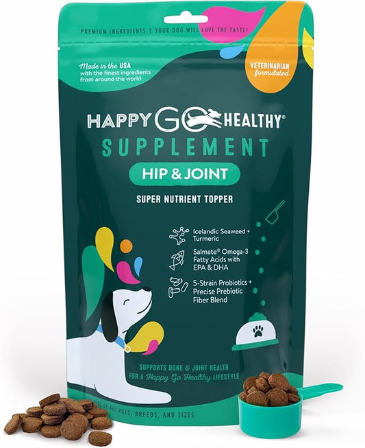 Hip & Joint Supplements for Dogs | Helps Joint Health & Mobility Support for Recovering and Senior Dogs | Natural Ingredients, Tasty Kibble Dog Food Topper | 60-Count Pack