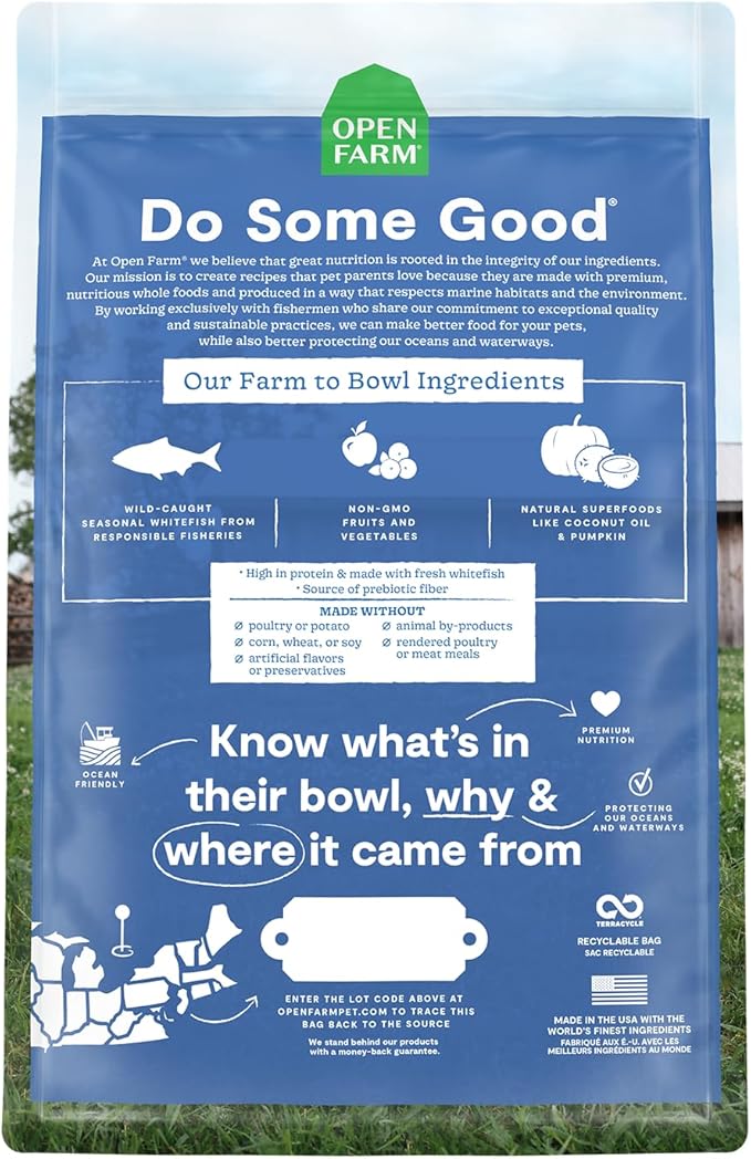 Open Farm, Grain Free Dry Cat Food, High-Protein Kibble for a Complete & Balanced Diet, Non-GMO Fruits & Vegetables, Prebiotic Fibers to Support Digestion, Catch-of-The Season Whitefish, 2lb Bag