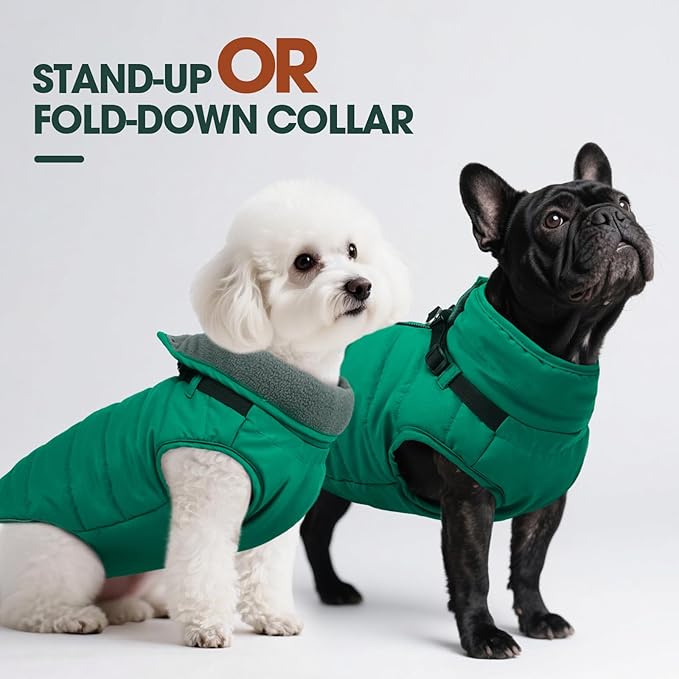 Kuoser Dog Coat, Dog Jackets for Large Dogs, Doggie Winter Coat for Cold Weather, Warm Snow Jacket Pet Apparel Clothes for Great Dane, Green XXXL