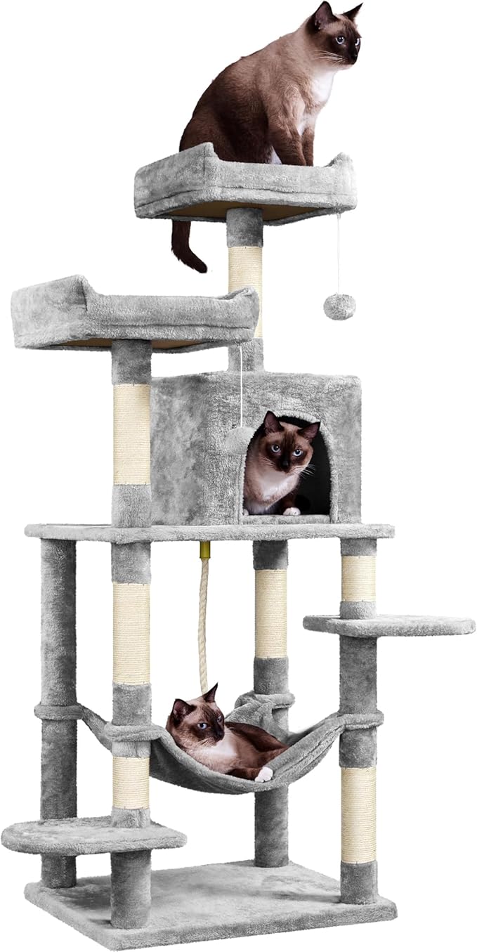 Yaheetech 59 inches Multi-Level Cat Tree Tower Condo Furniture w/Scratching Posts, Stand House Activity Center for Indoor Cats, Kitten, Pet