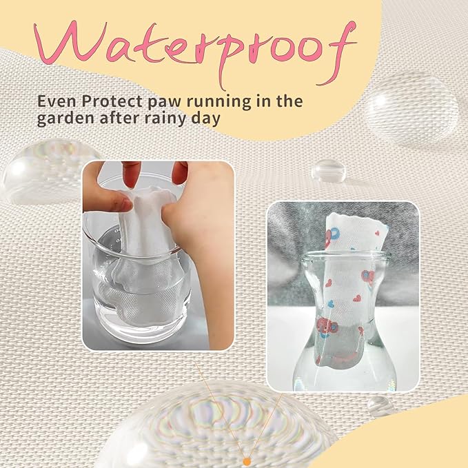 Disposable Dog Booties for Dog Cats, Pet Booties Waterproof and Breathable with Adjustable Bandage,Unstoppable Paw Protectors for Dogs Cats, 20 Counts(S)