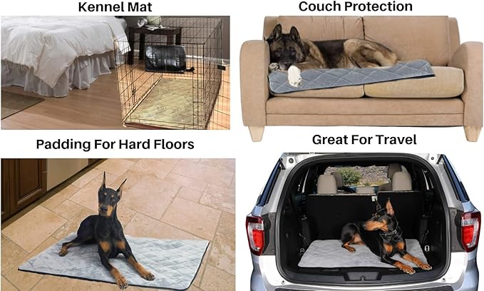 4Knines Extra Large Dog Crate Mat – Waterproof, Non-Slip, Machine Washable Crate Mat – Soft, Durable Kennel Mat for Dogs – Pet Bed for Crates, Travel or Home Use - Extra Large (Grey)