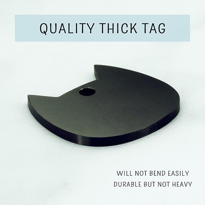 Ultra Joys Cat ID Tag Personalized Pet Tags, Durable Stainless Steel Small Pet Mini Dog Cat Tag Lightweight - Cathead Tag in Black