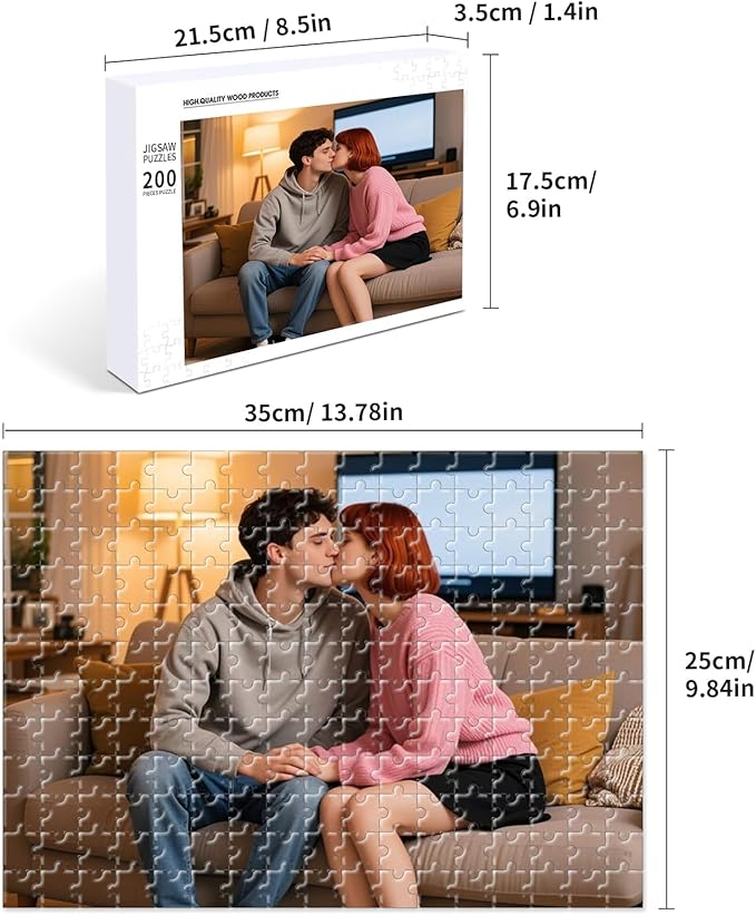 Custom Photo Puzzle, Personalized Jigsaw Puzzle 200/300/500/1000/1500 Pieces, Custom Puzzle Gift for Adults, Christmas, Family, Wedding, Couples, Anniversary(200-vertical)
