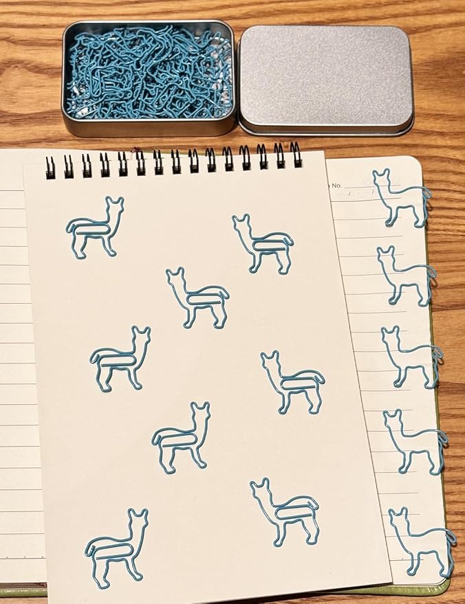 Cute Paper Clips, 60 PCS Alpaca Shaped Paper Clips Animal Bookmarks Clips, Assorted Colors, Fun Office Gifts for Women Men Coworkers Teachers Students Girls Boys, Christmas Gifts