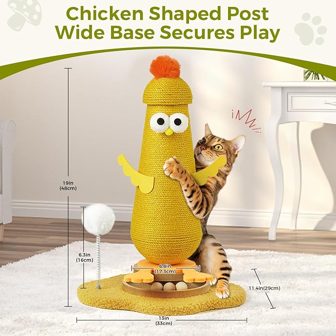 Cat Scratching Post for Indoor Cats,Cat Toys Scratcher Sisal Scratch Posts for Kittens with Interactive Track Ball Spring Ball Toy