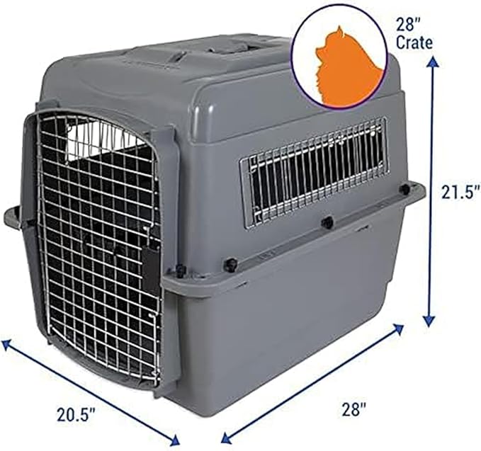Petmate Sky Kennel - For Air and Travel, Airline Compliant Dog Crate for Pets up 15-30 lbs, Heavy Duty Dog Kennel, Made in the USA- 28 Inches