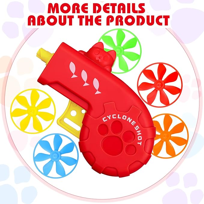 Sumind 18 Pieces Interactive Cat Fetch Tracking Toys With 5 Colors Flying Propellers for Indoor Pet Kitty Training Chasing (Red)