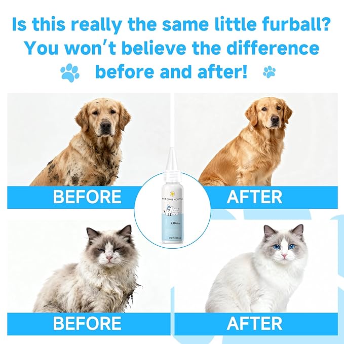Pet Steam Brush Spray Refill for Dogs & Cats – Concentrated Waterless Shampoo, 3-in-1 Pet Comb Leave-in Serum, Self Cleaning Pet Brush for Shedding & Hair Removal, 2*Shampoo(Steam Brush Not Included)