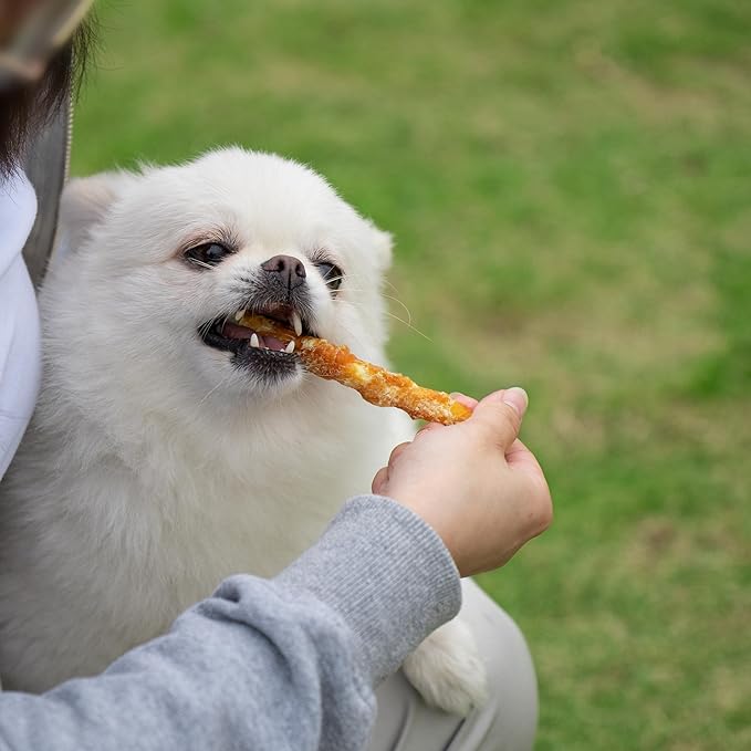 MON2SUN Dog Treats, 5 Inch Rawhide Twist Chicken Hide Sticks, Suitable for Puppy and Small Dogs, 5 Inch (Chicken, Pack of 25)