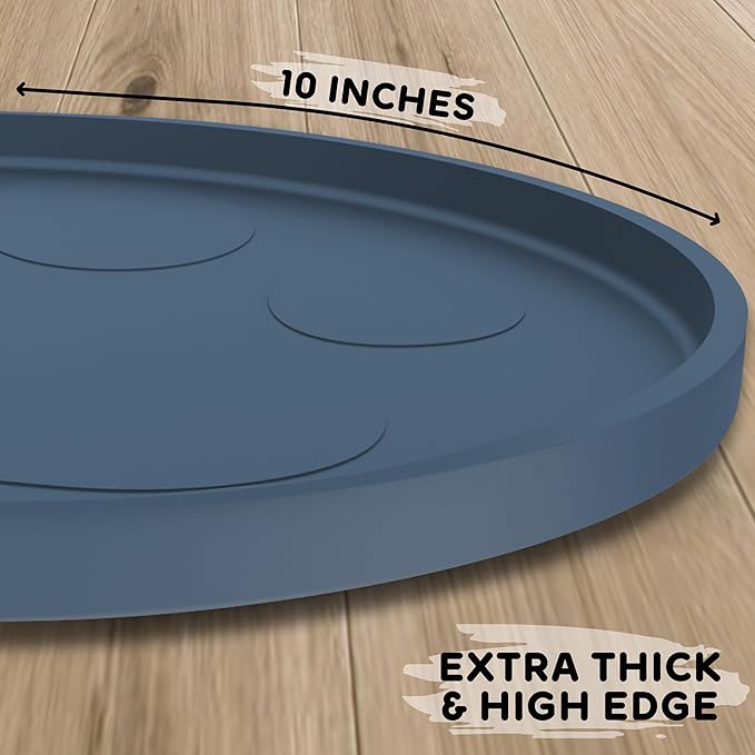 Dog Food Mat Round 10" - Raised Edges Dogs Mat for Food and Water Prevent Spill, Waterproof Cat Food Mats Protect Floors, Easy Clean Dog Bowl Mats for Food and Water, Silicone Pet Feeding Placemats