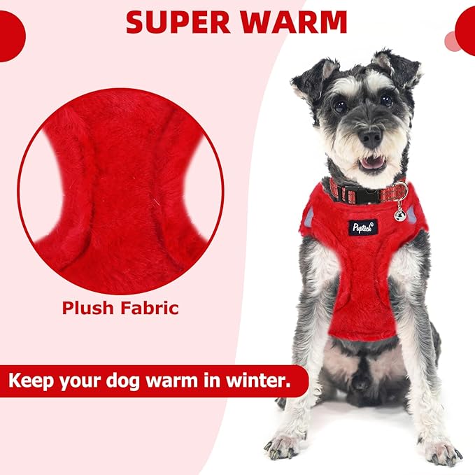 PUPTECK Adjustable Dog Harness Collar and Leash Set Step in No Pull Pet Harness for Small Medium Dogs Puppy and Cats Outdoor Walking Running, Soft Mesh Padded Reflective Vest Harnesses, Red S
