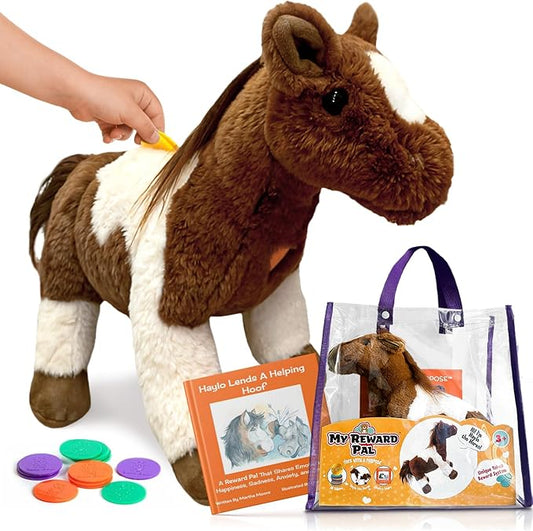 Haylo The Horse – Emotion Recognition Plush + Storybook & Token – Helps Kids Understand Happiness, Sadness, Anger & Anxiety – Emotional Learning Toy – 10”