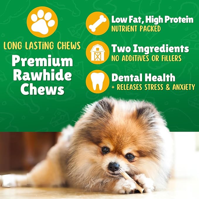 Chicken Wrapped Rawhide Dog Treats for Toy Dogs Under 25 lbs. – 40ct. Rawhide Chew Sticks – Limited Ingredient Long Lasting Chews Made in The USA with Natural Chicken and Beef Hide Twists