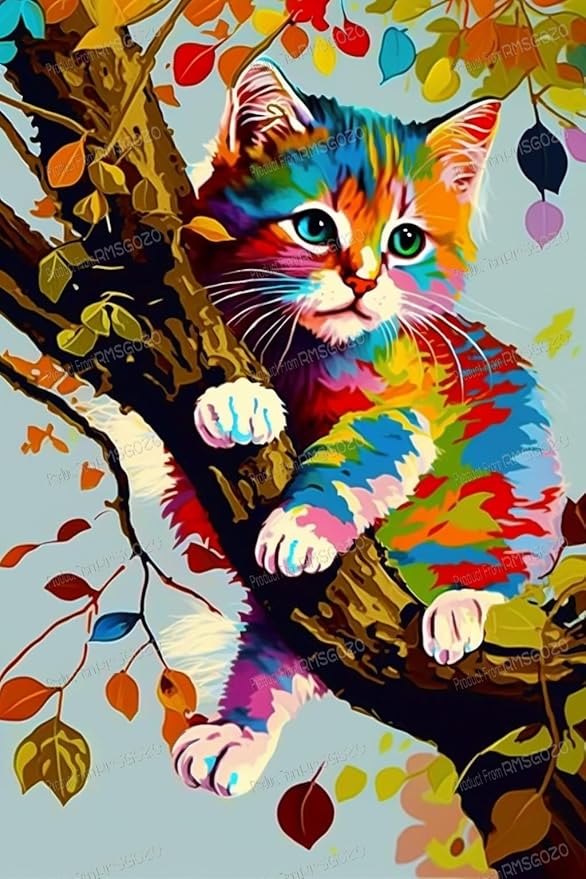 500 Pieces Jigsaw Puzzles for Kids - Colorful Tree Cat - Home Decor - Difficult Puzzles Games & Toys & Gifts