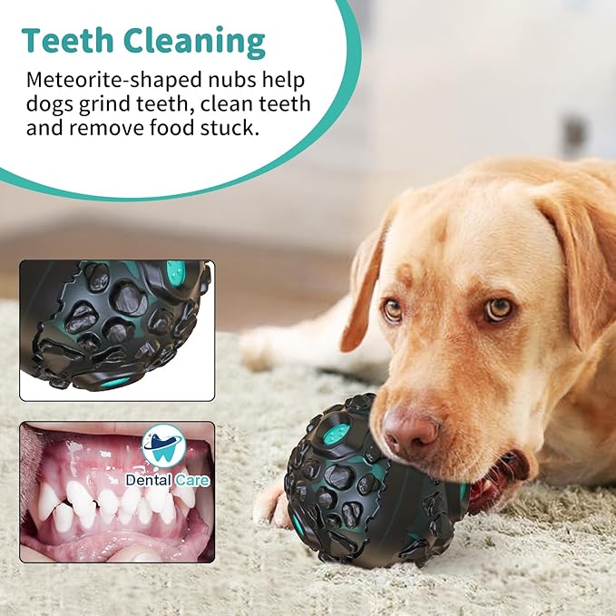 Dog Ball for Aggressive Chewers - Interactive Dog Toy Giggle Balls Fun Squeaky Sound to Keep Them Busy, Durable for Small Medium Large Breeds, Rubber Chew Toy As Seen on TV, Black & Lake Blue