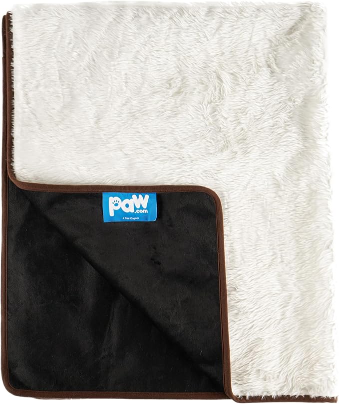 PupProtector Waterproof Throw Blanket for Dogs and Cats, Pet Blanket Cover for Couches, Sofas, Beds, Car Seats, Furniture, Calming Soft Faux Fur, Short White, Original (60" L x 50" W)