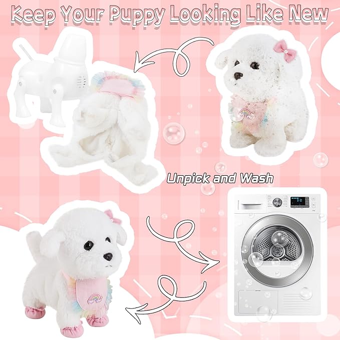 Puppy Toys for Kids, Toy Dogs That Walk and Bark, Walking Dog Toy for Kids with Leash, Interactive Stuffed Puppy with Remote Control, for Girls and Boys Aged 3-7 Year Old