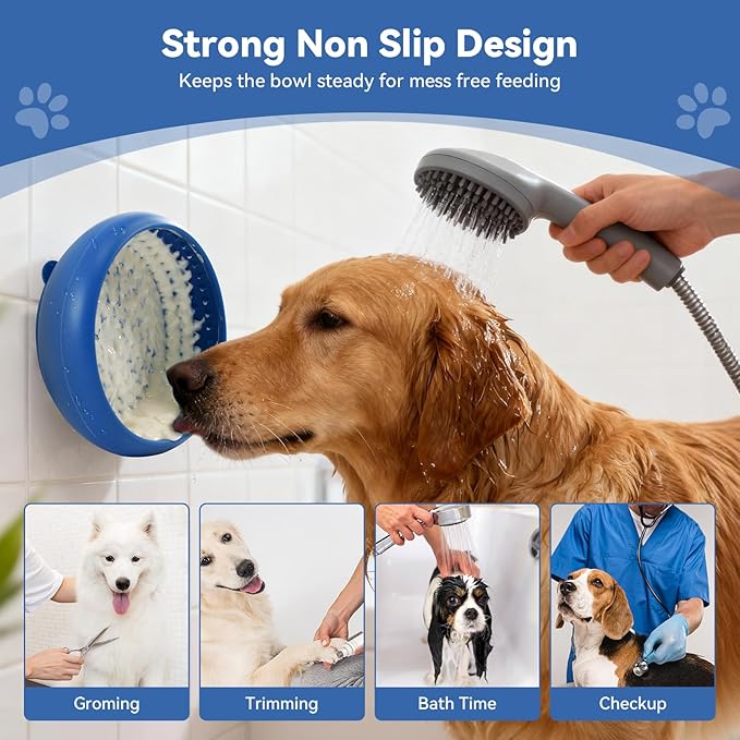 Slow Feeder Dog Bowl, BPA-Free Silicone Lick Mat for Small and Medium Dogs, Non-Slip & Dishwasher Safe (Dark Blue,S)