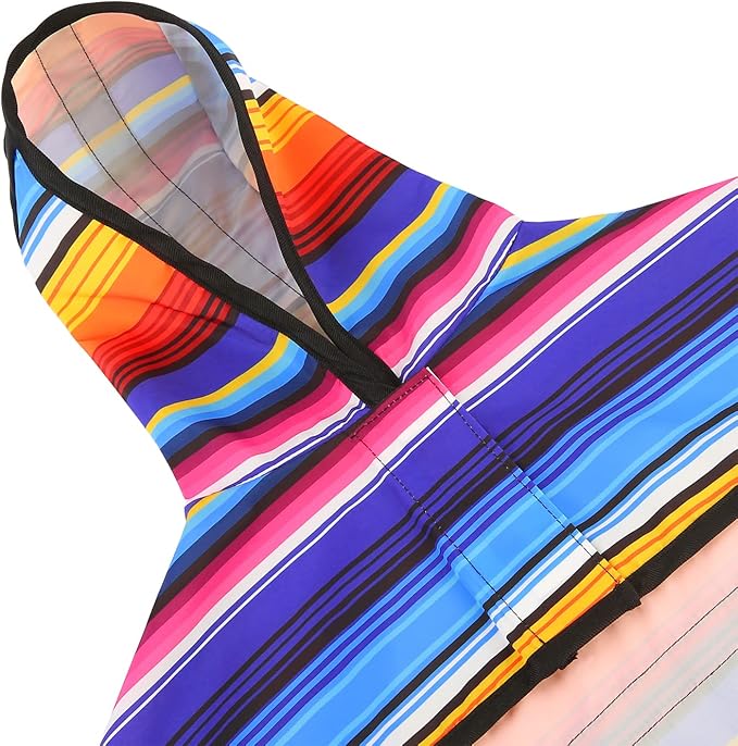 HDE Dog Raincoat Jacket Reflective Adjustable Hooded Pet Poncho Rain Coat with Leash Hole for Small to X-Large Dogs Baja Stripes - L