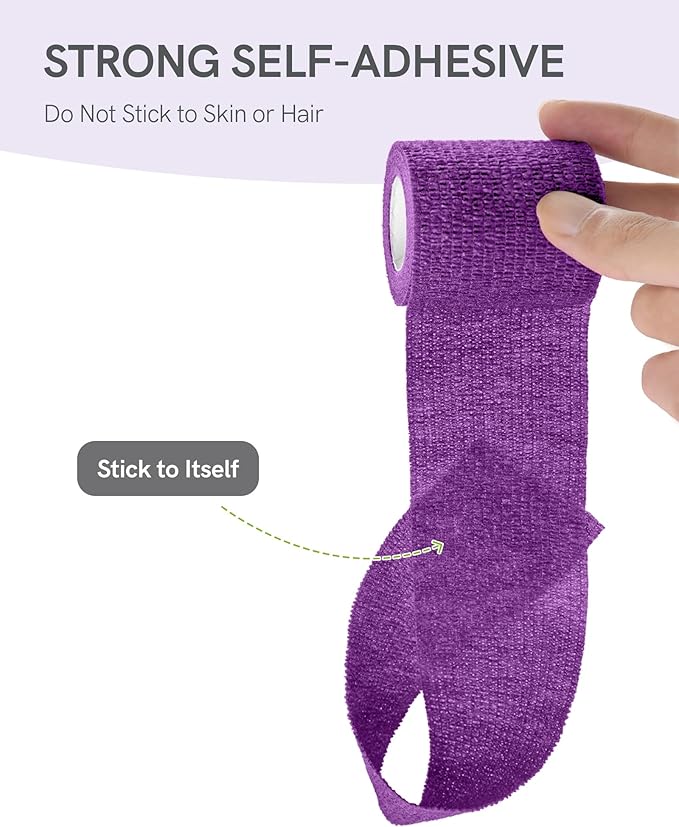 FriCARE Self Adhesive Bandage Wrap, Medical Tape in First Aid Kit, Cohesive Bandages for Wounds Sport Vet, 2 inches X 5 Yards 6 Rolls, Lagoon Breeze