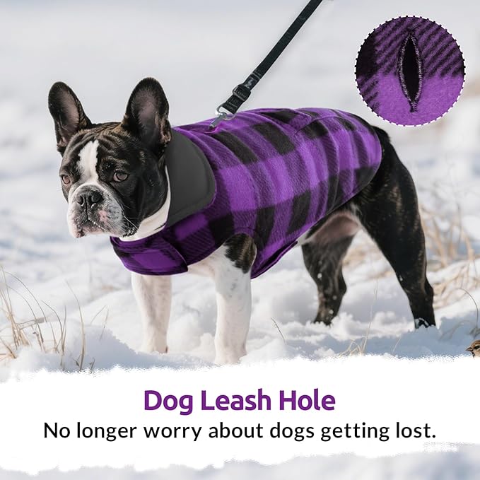 ASENKU Dog Jacket Plaid Reversible Reversible Dog Vest Waterproof Cold Winter Clothes Pet Apparel for Small Medium Large Dogs (XL, Purple)