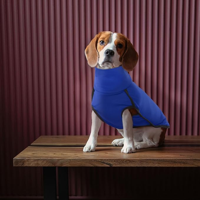 ROZKITCH Turtlenck Dog Pajamas for Medium Dogs, Pet Windproof Warm Cold Weather Jacket Vest Cozy Jumpsuit Apparel Outfit Clothes for Walking Hiking Travel Sleep Blue M