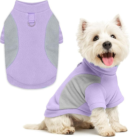 Small Dog Sweater with Leash Ring Soft Warm Fleece Fall Winter Dog Clothes Cute Cat Apparel Puppy Sweaters Classic Pullover Doggy Sweatshirts Chihuahua Costumes Cat Outfits(Purple,S)