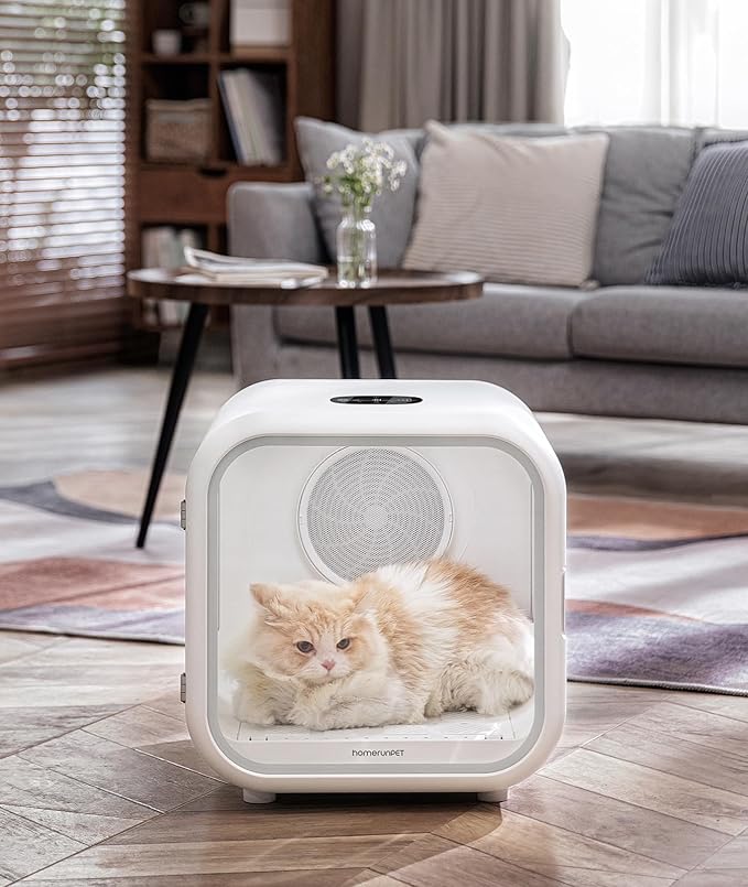 HomeRunPet Cat Dryer, 360° Efficient Automatic and Quiet Box with Smart Temperature Control, Ideal for Cats and Medium Dogs (62L Drybo Pro Pet Dryer Box)