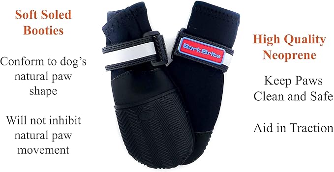 All Weather Neoprene Paw Protector Dog Boots with Reflective Straps in 5 Sizes! (Black Small)