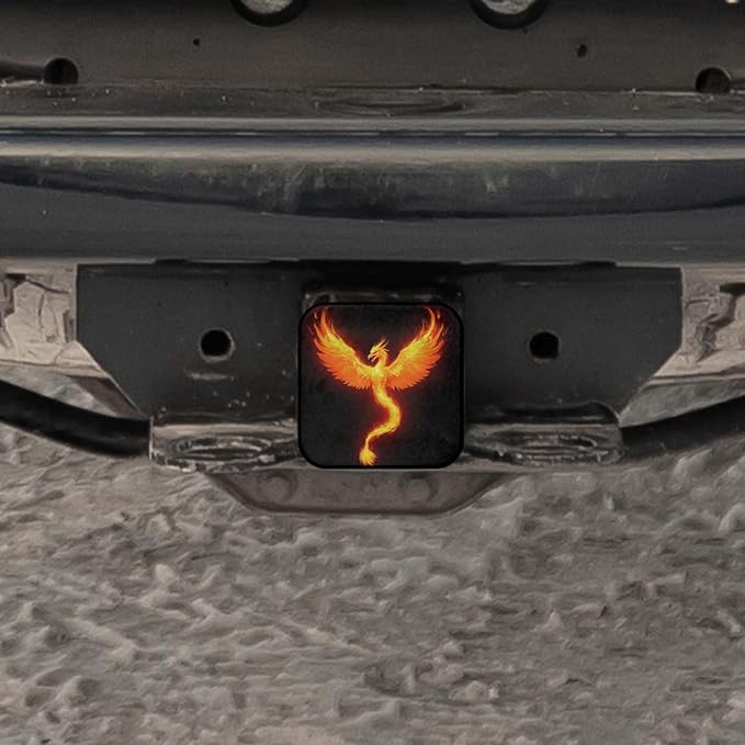 Swono Fire Dragon Rubber Hitch Tube Cover Fairy Animal Flame Dragon Wings Soft Rubber Protects Hitch Tube Rear Trailer Hitch Cover Universal Fits 2" Receivers for Men Women