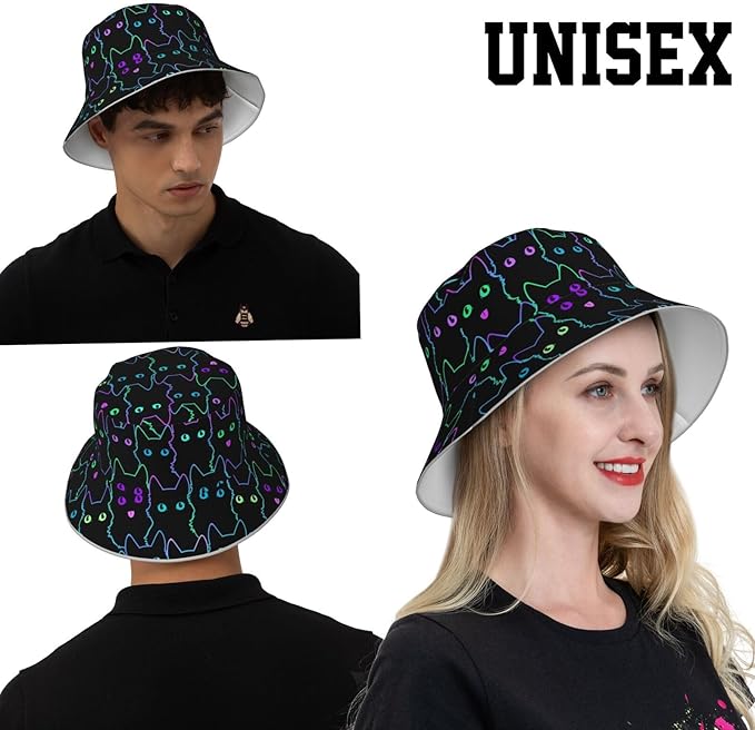 Psychedelic Bucket Hat Fisherman Cap for Women Men, Trippy Art Casual Travel Beach Sun Hats for Summer