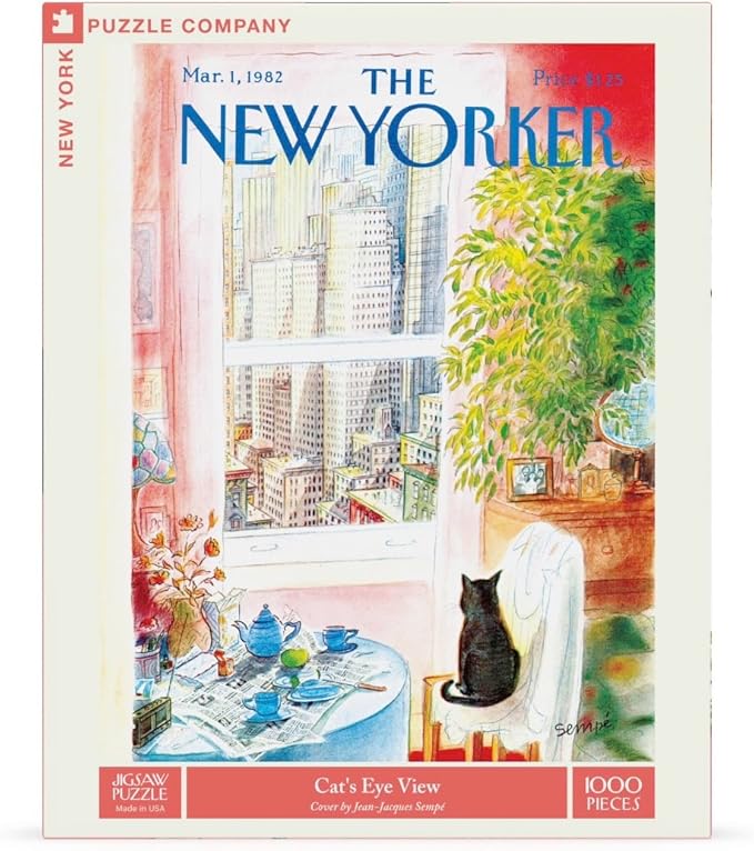 New York Puzzle Company - New Yorker Cat's Eye View - 1000 Piece Jigsaw Puzzle for Family Game Nights by Jean-Jacques Sempé