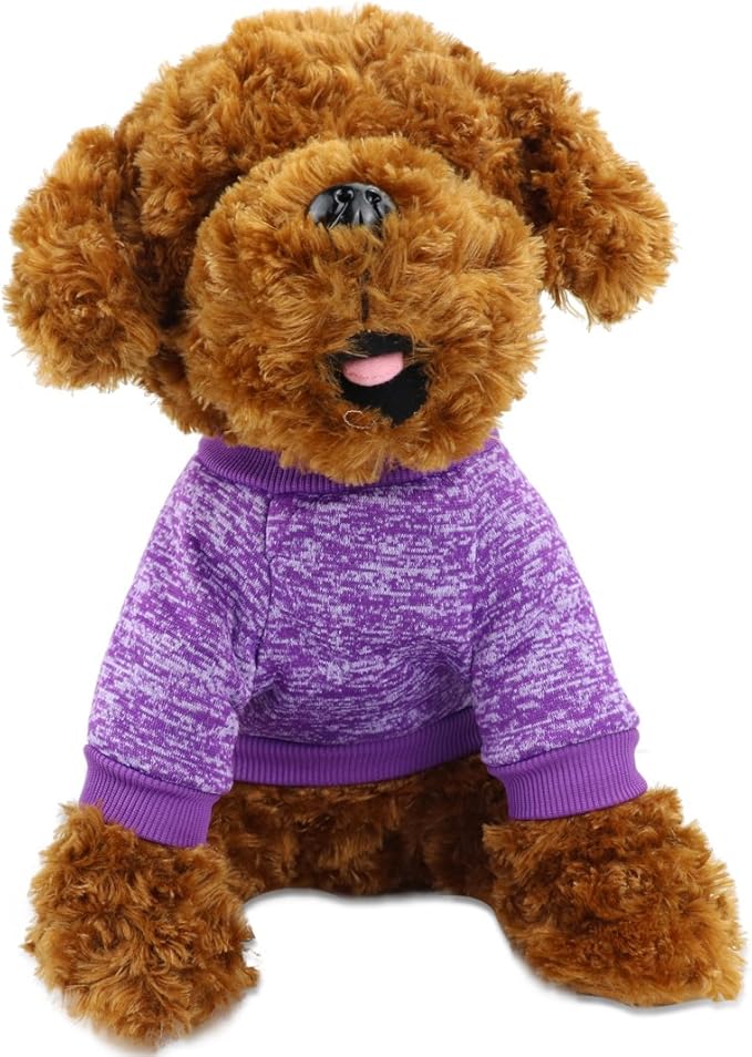 Idepet Pet Dog Classic Knitwear Sweater,Soft Fleece Coat for Small,Medium,Large Dog,Warm Pet Dog Cat Clothes,Soft Puppy Customes 2 Color (S, Purple)