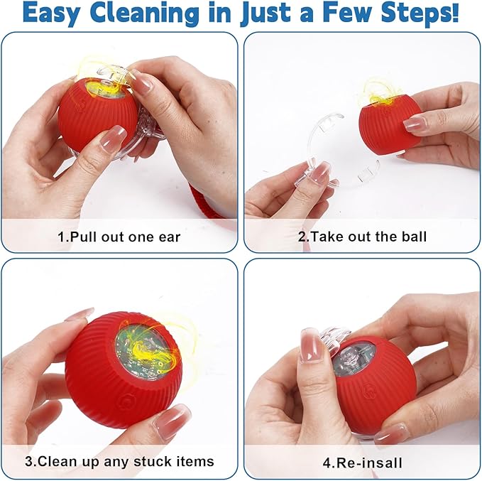 Interactive cat Toys for Indoor Cats, Speedy Tail 3.0 Cat Toy, Motion Activate cat Toy Ball，Automatic Toys for Bored Indoor Cats, Speedy Tail 2.0 Cat Toy, Rechargeabl(Red)