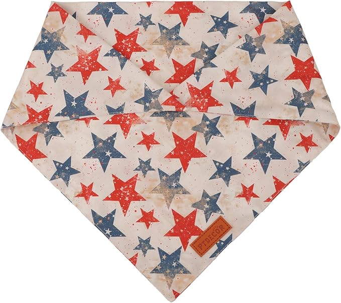 PTDECOR American Flag Dog Bandana Flag Stars Patterns, Patriotic Pet Scarf Reversible Triangle 4th of July Bandanas for Large X-Large Dogs Pets (X-Large)