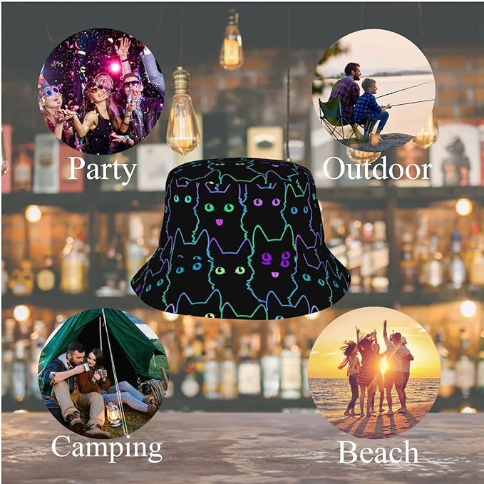 Psychedelic Bucket Hat Fisherman Cap for Women Men, Trippy Art Casual Travel Beach Sun Hats for Summer