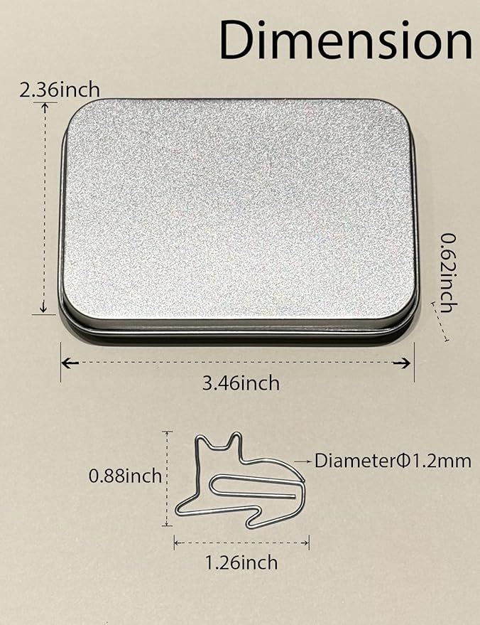 Cute Paper Clips, 60 PCS Cat Shaped Paper Clips Animal Bookmarks Clips, Assorted Colors, Fun Office Gifts for Women Men Coworkers Teachers Students Girls Boys, Christmas Gifts