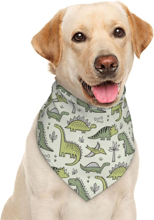 Miniature Dinosaurs Green Bones Dog Bandana Scarf Triangle Bibs Pet Accessories Cat Kerchief