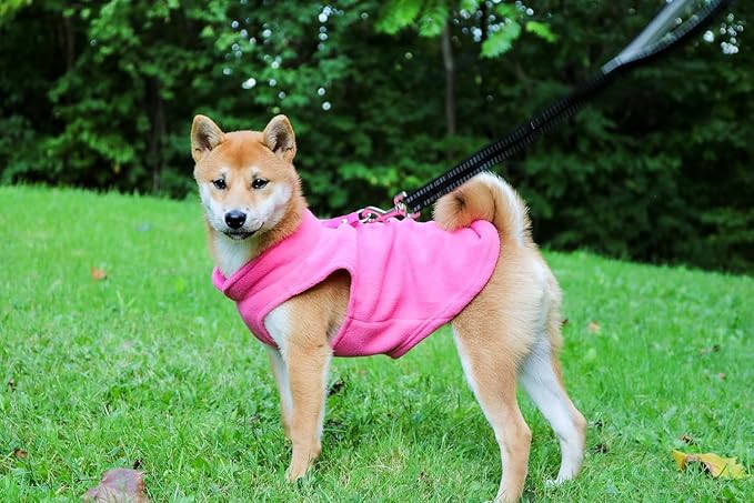 JACKO & CO - Fleece Vest Dog Sweater with Leash Ring - Soft, Warm & Lightweight Pullover Coat for Small & Medium Dogs, Puppies & Cats - Cozy Fall/Winter/Spring Pet Jacket (Pink, X-Large 17-25lbs)