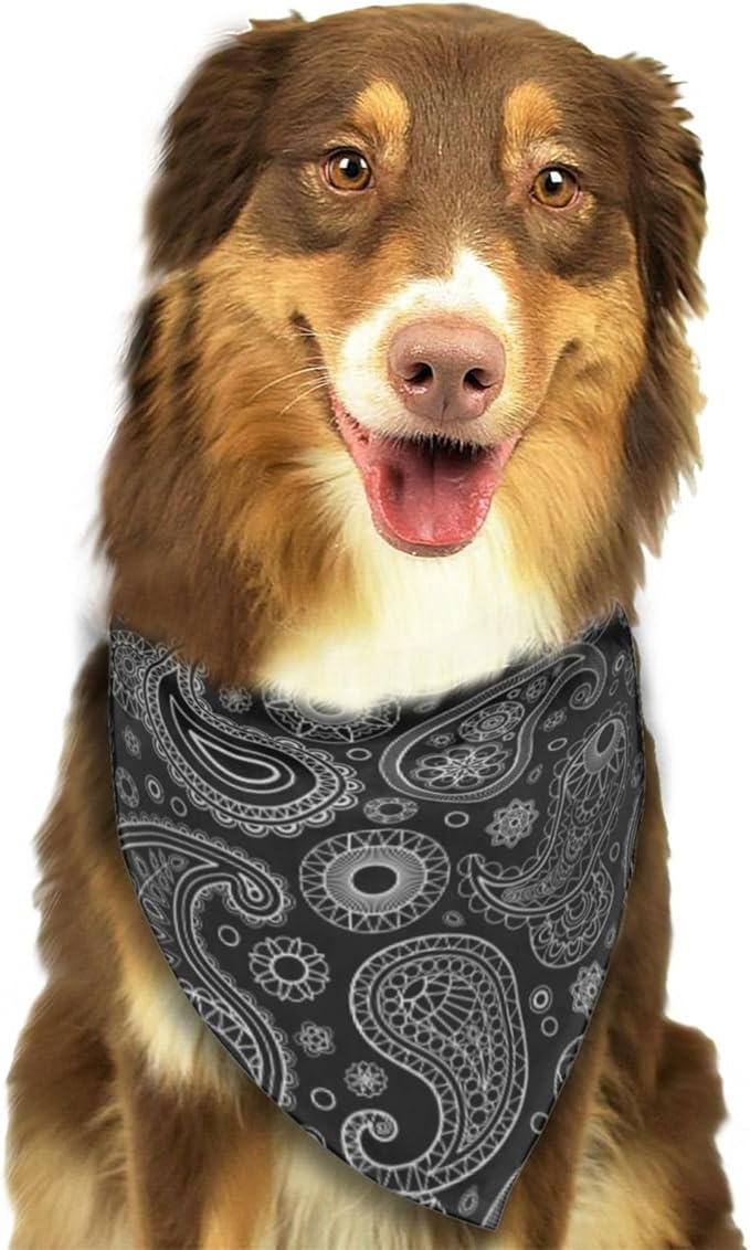 White Black Paisley Dog Bandana Scarf Triangle Bibs Pet Accessories Cat Kerchief