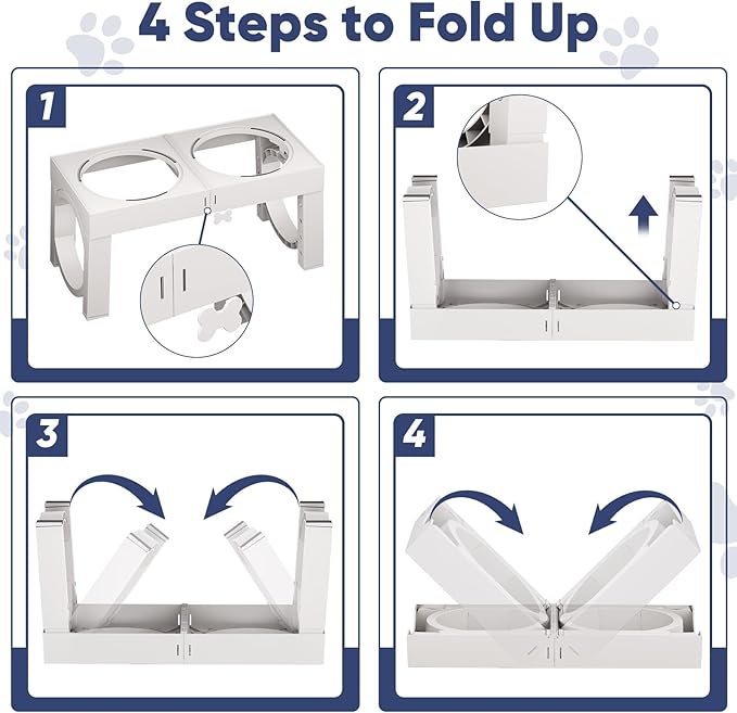 XIAZ Slow Feeder Dog Bowl Elevated Food and Water Bowl Stand for Large Medium Sized Dog, 4 Heights Adjustable, Non-Slip, Durable, Prevents Bloating & Improves Digestion for Dogs