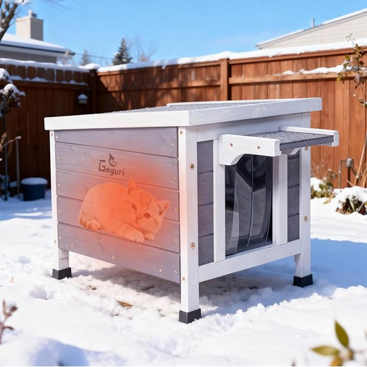 Insulated Outdoor Cat House - All-Weather Proof Shelter with Thermal Layer, Elevated Floor & Asphalt Roof for Winter, Weatherproof & Warm Shelter for Cats
