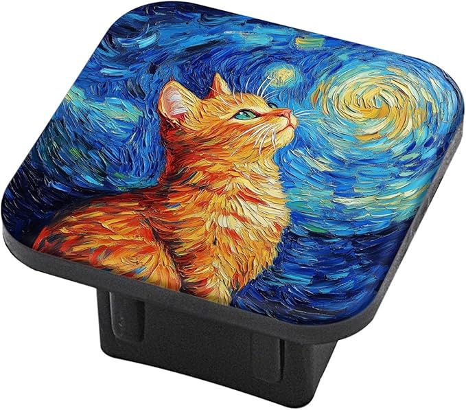 Hitch Cover Fits for 2-Inch Hitch,Orange Cat Gazing at The Starry Sky Rubber Trailer Hitch Cover Tube Plug Insert,Car Exterior Accessories, Receiver Tube Hitch Plug